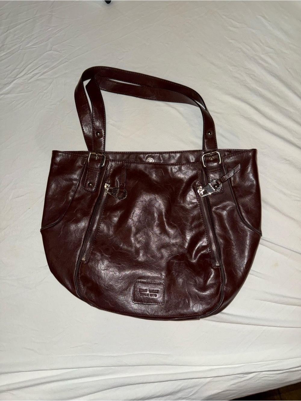 Nine West Dark Brown Leather Shoulder Bag